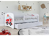Дитяче ліжко односпальне 160 х 80 Kocot Kids Baby Dreams Пожежна машина біла з ящиком Польща, фото 3
