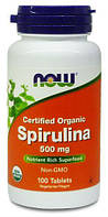 Now Foods Spirulina 500 мг сертифікована органічна спіруліна Нау Фудс 100 таблеток США