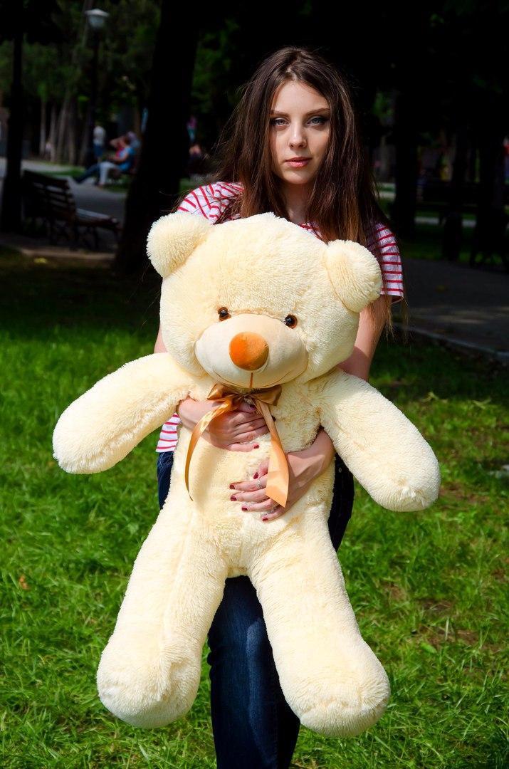 Плюшевий ведмедик М'яка іграшка Рафаель 100 см Персиковий