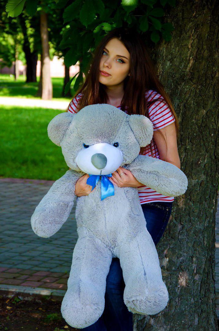 Мягкая игрушка Подарок плюшевый мишка, Плюшевый медведь Рафаэль 100 см Серый - фото 1 - id-p1453970217