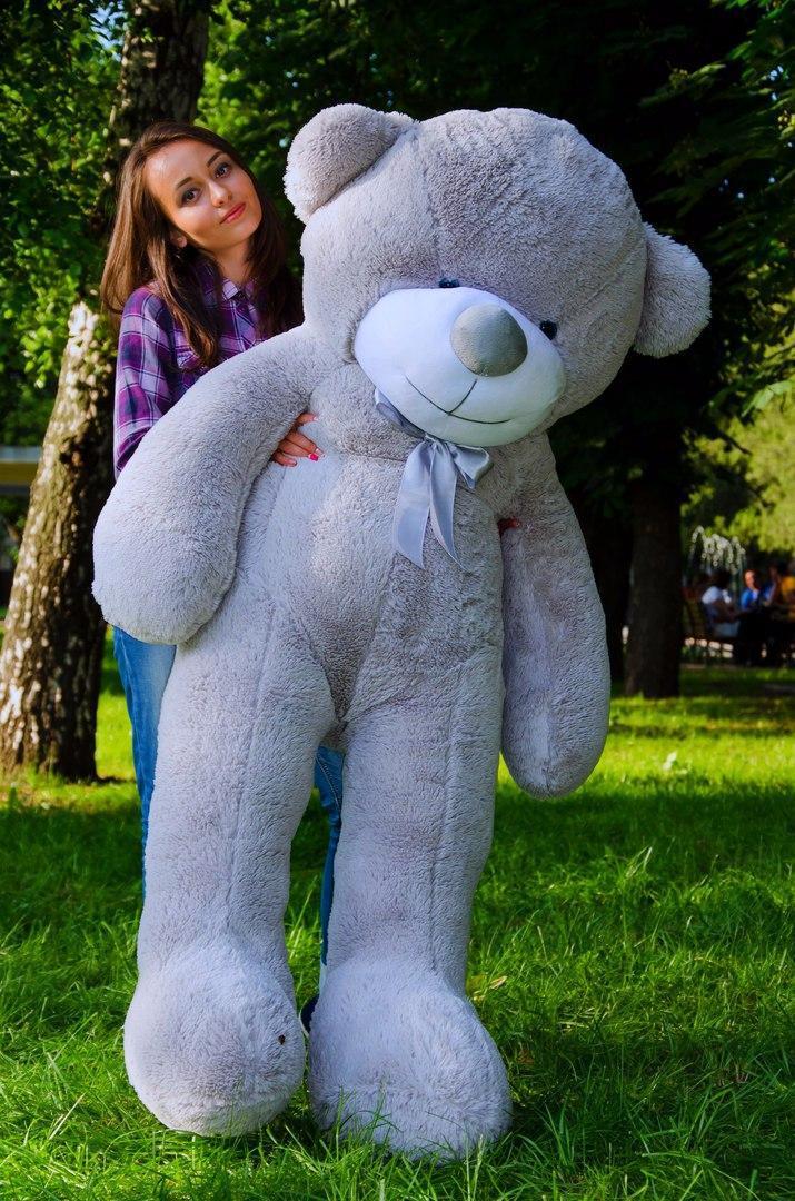 Плюшевий ведмедик М'яка іграшка Рафаель 180 см Сірий