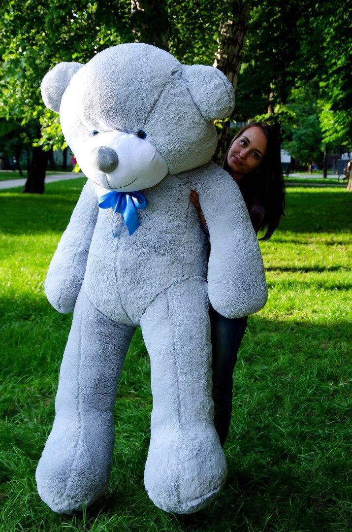 М'яка  іграшка подарунок на 8 березня плюшевий ведмедик Рафаель 200 см Сірий