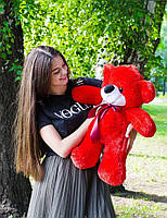Плюшевий ведмедик М'яка іграшка Рафаель 80 см Червоний, фото 3