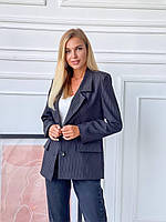 Пиджак блейзер женский стильный на подкладке с подплечниками в трендовую полоску Pl286