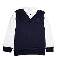 Сорочка для хлопчика імітація пуловер білий комір (від 6 до 14 років) - арт.1453972243