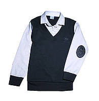 Сорочка для хлопчика імітація пуловер білий комір (від 6 до 14 років) - арт.1453972520