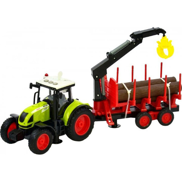 Іграшковий трактор із причепом дитячий інерційний зі звуками Зелений (25105)