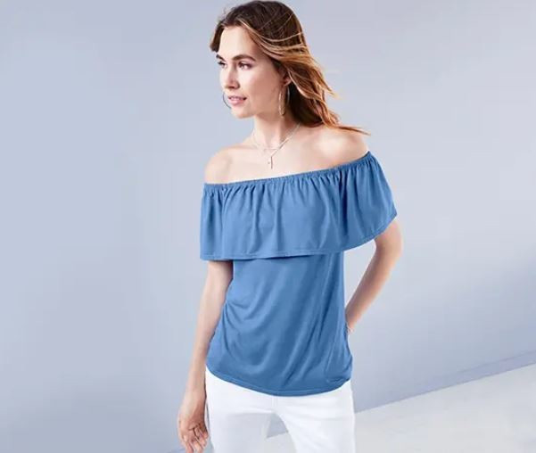 Красивий жіночий топ, футболка з воланом від tcm Tchibo (чібо), Німеччина, L-XL