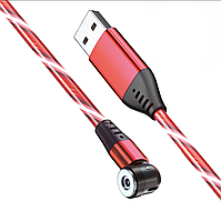 USB Кабель магнітний з ефектом струмка 2.4А 540° 1м висока якість, під круглі конектори - червоний