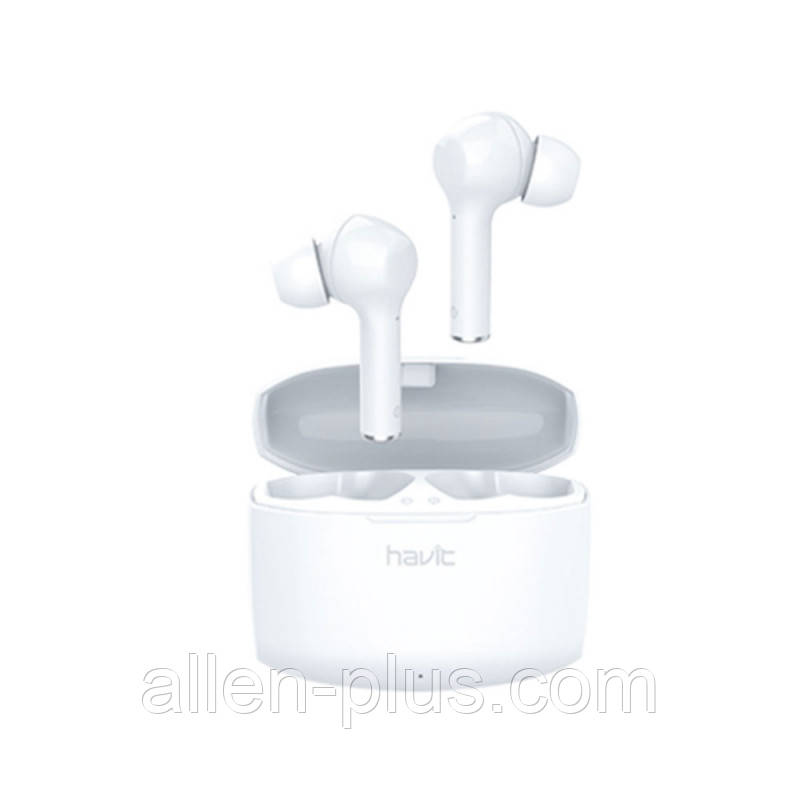 Навушники-гарнітура внутрішньоканальні (вакуумні) бездротові Bluetooth HAVIT TW944, white, with charger