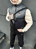 Жилетка мужская + штаны + барсетка костюм осенний весенний 'Clip' Nike серая-черная безрукавка найк