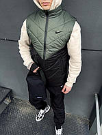 Жилетка мужская + штаны + барсетка костюм осенний весенний 'Clip' Nike хаки-черная безрукавка найк