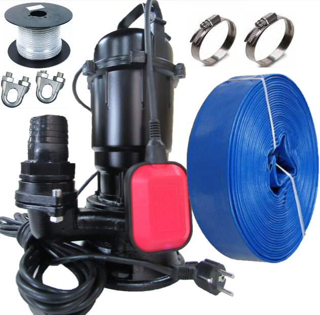 Фекальний насос AkWa PUMPS WQD 1,1 з подрібнювачем + шланг 20 м POLAND + трос, хомути, фото 1