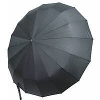 Зонт 16 спиц антиветер мужской автомат складной прочный купол 107 см с прямой ручкой Черный (58830)