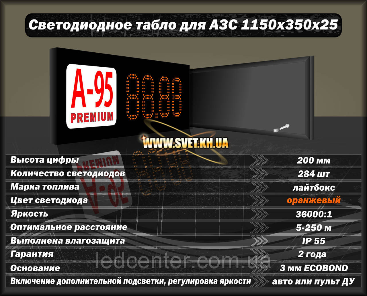 Світлодіодне табло для АЗС 1150х350х25 , фото 1