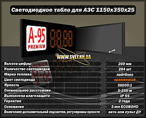 Світлодіодне табло для АЗС 1150х350х25