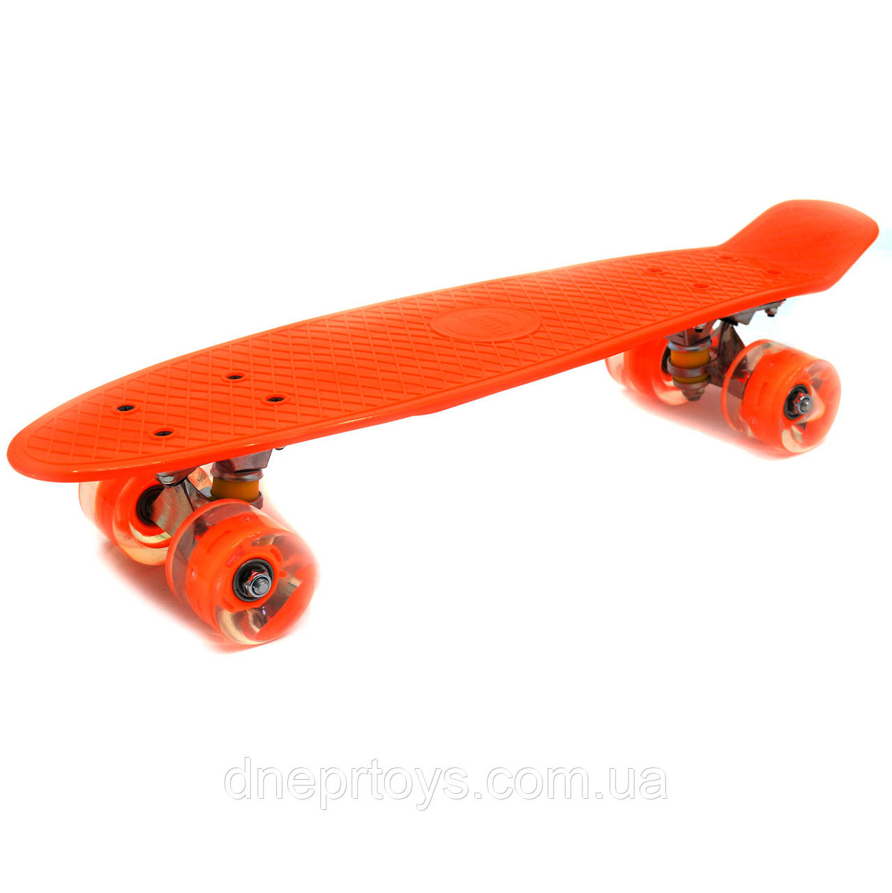 Пенні борд (скейт) помаранчевий з світяться колесами. Безшумний Penny Board, 56 * 14,5 * 10 см, (MS 0848-5)