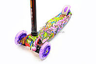 Триколісний самокат Scooter з світяться колеса для дітей і підлітків весна-літо, фото 3