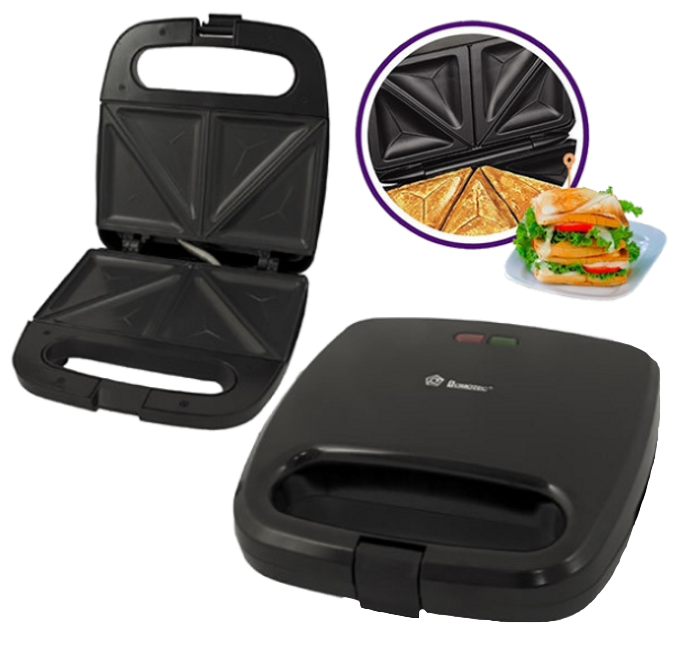 Сендвічниця бутербродниця електрична Domotec MS-7777 Чорна, фото 1