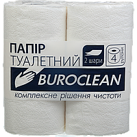 Папір туалетний Buroclean  2-х шаровий  білий 4шт в упаковці 10100011