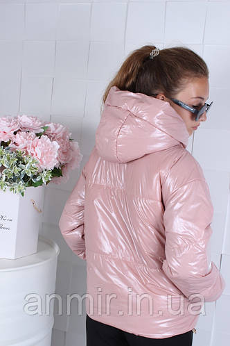 Демисезонная подростковая куртка дутая для девочки 9-14 лет,пудрового ...