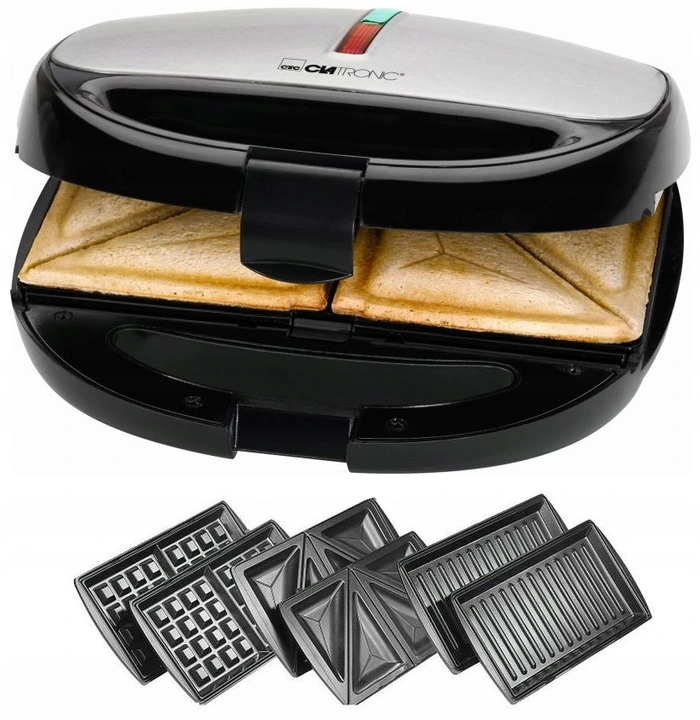 Мультимейкер Clatronic ST/WA 3670 3в1 (сендвичница, вафельниця, гриль, 800Вт, Німеччина), фото 1