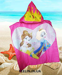 Принцеса Disney пляжний рушник із куточком, пончо з мікрофібри з капюшоном, куточок для купання для дівчинки