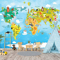 Фотообої Дитяча карта світу Arтикул 10494 Стандарт, Штукатурка Деко