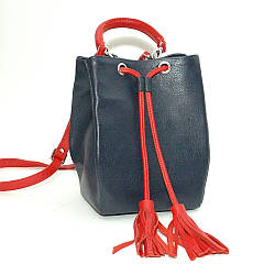 Жіноча сумка шкіряна 25 Синій з червоним