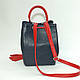 Жіноча сумка шкіряна 25 Синій з червоним, фото 2