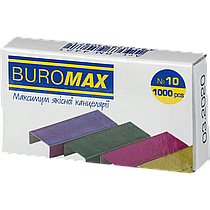 Скобы №10, цветные, 1000шт., BUROMAX