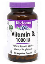 Вітамін Д Bluebonnet Nutrition Vitamin D3 1000 IU (25 mcg) 180 veg caps, фото 3