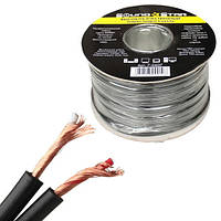 Кабель аудіо-відео 2 жили, мідь, CU, в екрані, плоский, 4х8мм, чорний, 100м, Sound Star