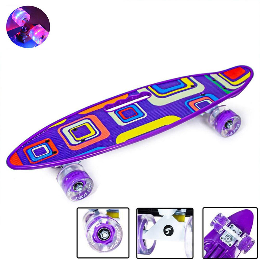 Penny Board Picasso, Пенни Борд 22 с ручкой, Колеса светятся, усиленная дека - фото 1 - id-p1413325782