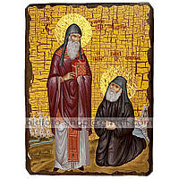 Икона Арсений Каппадокийский и Паисий Святогорец Преподобные ,икона на дереве 130х170 мм