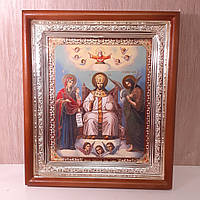 Икона Иисус Христос Царь Славы, лик 15х18 см, в светлом прямом деревянном киоте