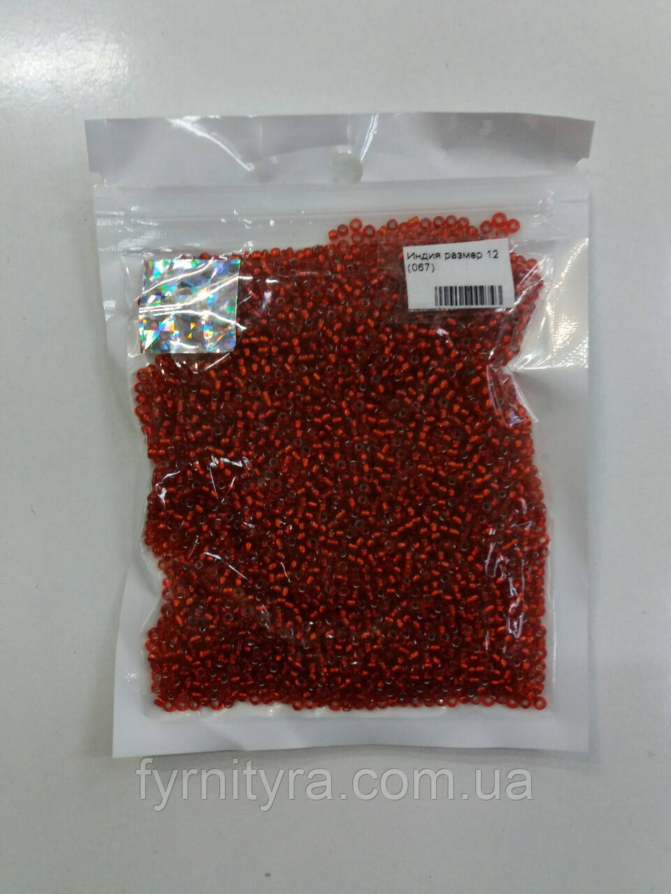 Бісер 50 г блискучий яскраво-червоний, фото 1