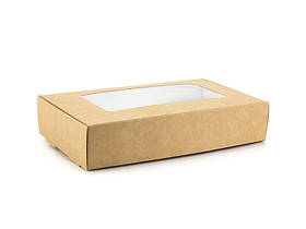 Коробка з віконцем 197*115*40 крафт-біла, 200 шт/уп, 600 шт/ящ.