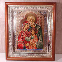 Икона Святое семейство, лик 15х18 см, в светлом прямом деревянном киоте