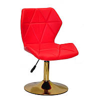 Стілець Torino GD-Base шкірозамінник червоний 1007 на золотій круглій опорі з регулюванням висоти сидіння, фото 2