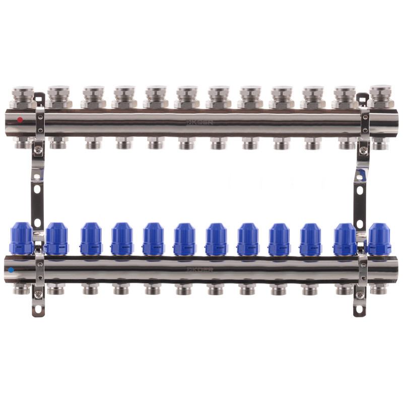 Коллекторный блок с термостатическими клапанами Koer KR.1100-12 1”x12 ways (KR2638)