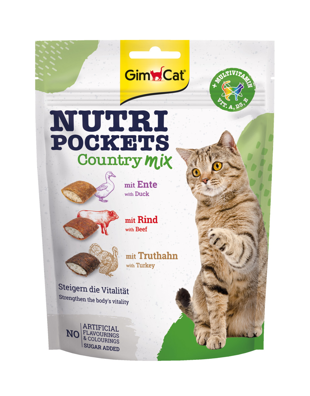 GimCat Nutri Pockets Кантрі мікс 150 г - хрусткі подушечки для котів (качка, яловина і індичка)
