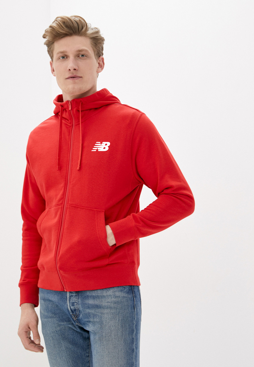 Спортивна чоловіча кофта на змійці New Balance, червона