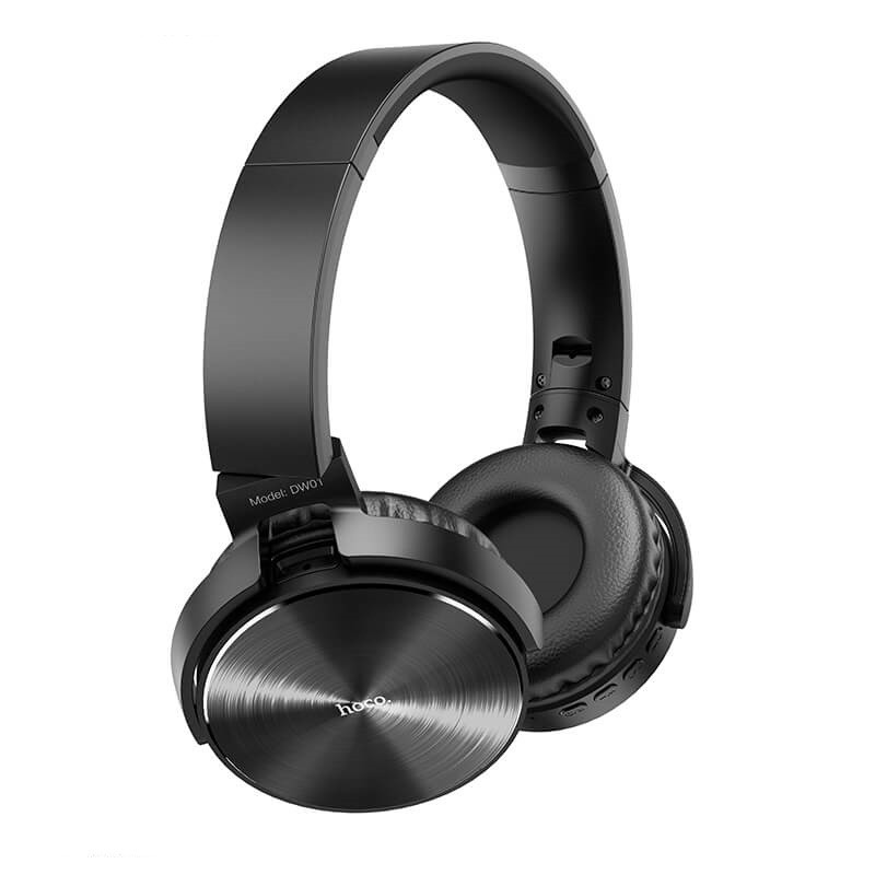 Бездротові накладні MP3 навушники блютуз з мікрофоном з картою пам'яті HOCO DW01 Bluetooth Чорний, фото 1
