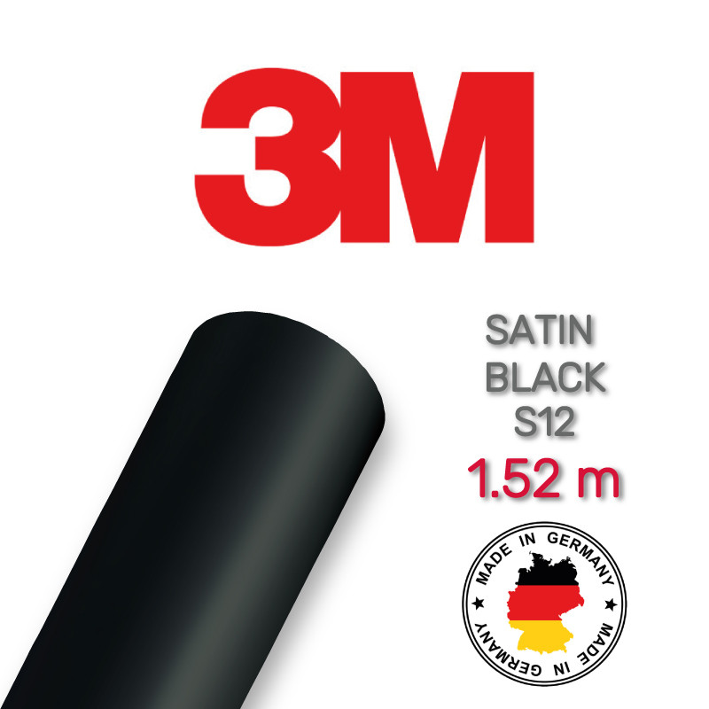 3M 2080 S12 Black Satin Semi Gloss — сатинова чорна напівглянсова плівка 1.524 м