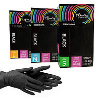 Черные виниловые перчатки SanGig, плотность 5 г. - 100 шт