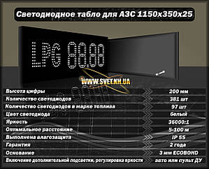 Світлодіодне табло для АЗС 1150х350х25
