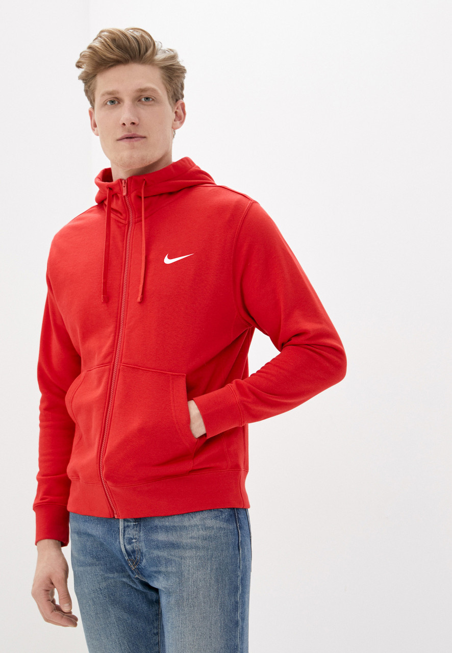 Спортивна чоловіча кофта на змійці Nike, червона