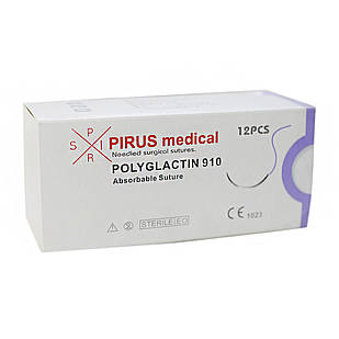 Поліглактін  910 (100% аналог Vicril) 4/0 16мм 1/2, розсмоктується, синтетичний, PIRUS medical