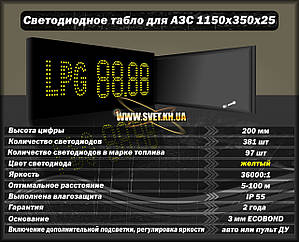 Світлодіодне табло для АЗС 1150х350х25